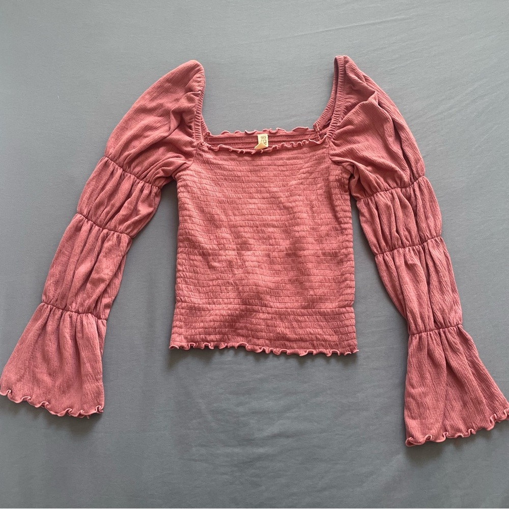 Rewash Dusty Rose Smocked Top